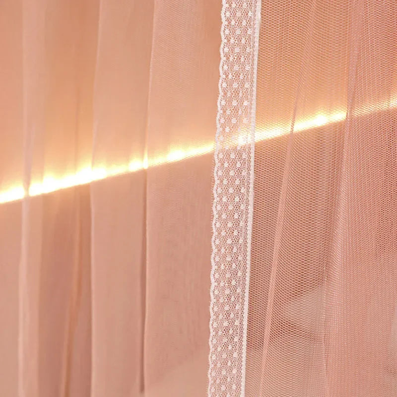 Afralia™ Korean Princess Square Top Canopy with Color Blocking Pleats & Bracket