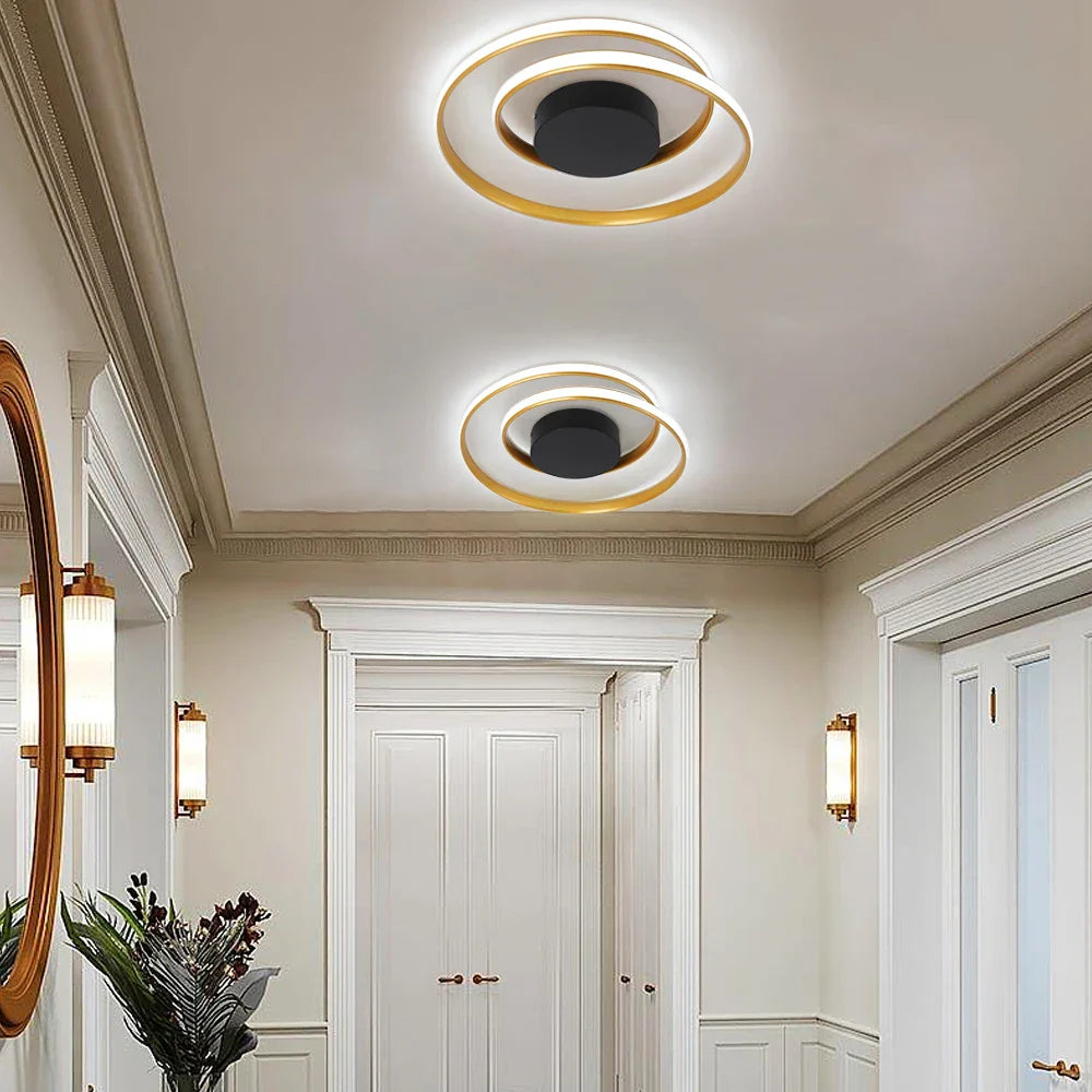 Afralia™ Dimmable LED Chandelier Light Remote Ceiling Lamp Gold White Black Fixture