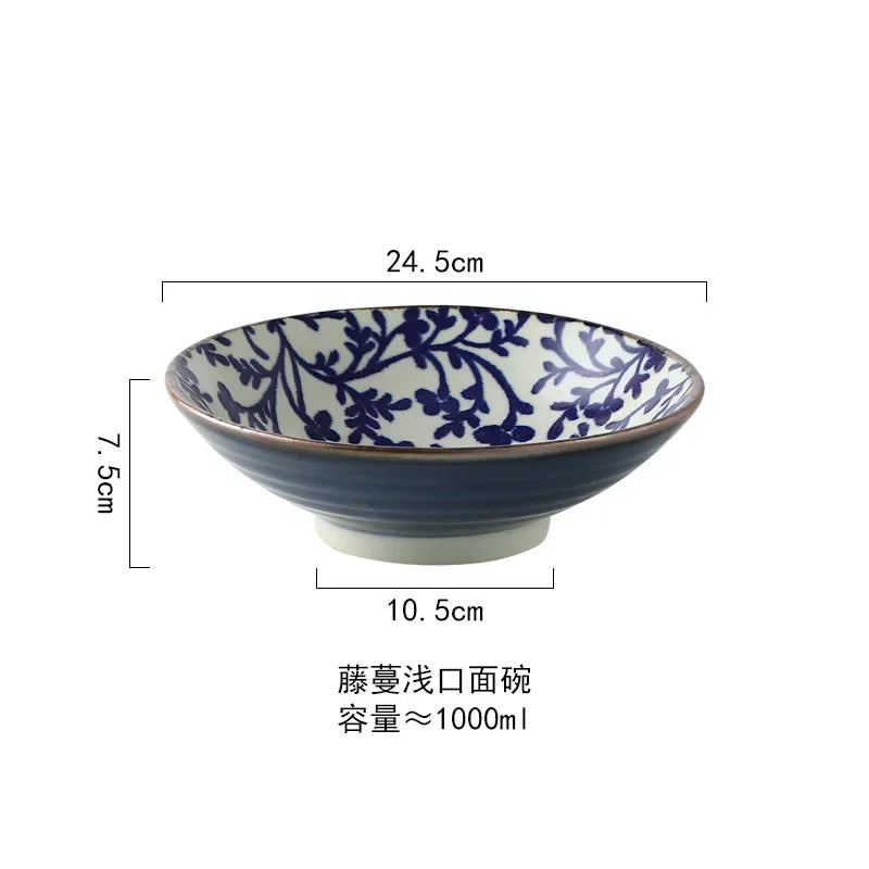 Afralia™ 9.5" Ceramic Japanese Ramen Bowl Large Soup Salad Rice Microwave Dinnerware