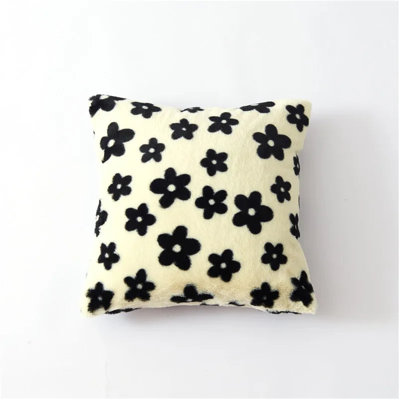 Floral Printed Plush Pillow Cover by Afralia™ - Double-Sided Decor for Living Room