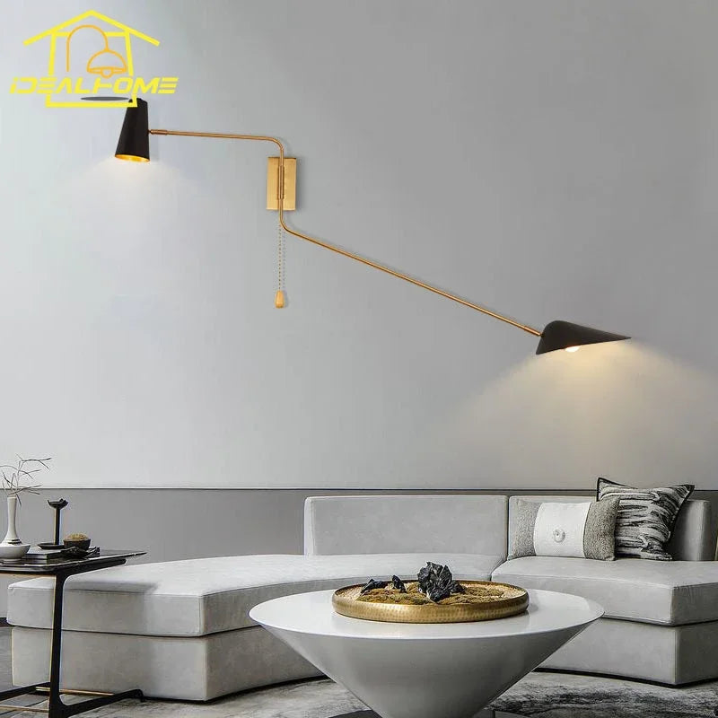 Afralia™ Adjustable Double Head LED Wall Lamp with Pull Switch