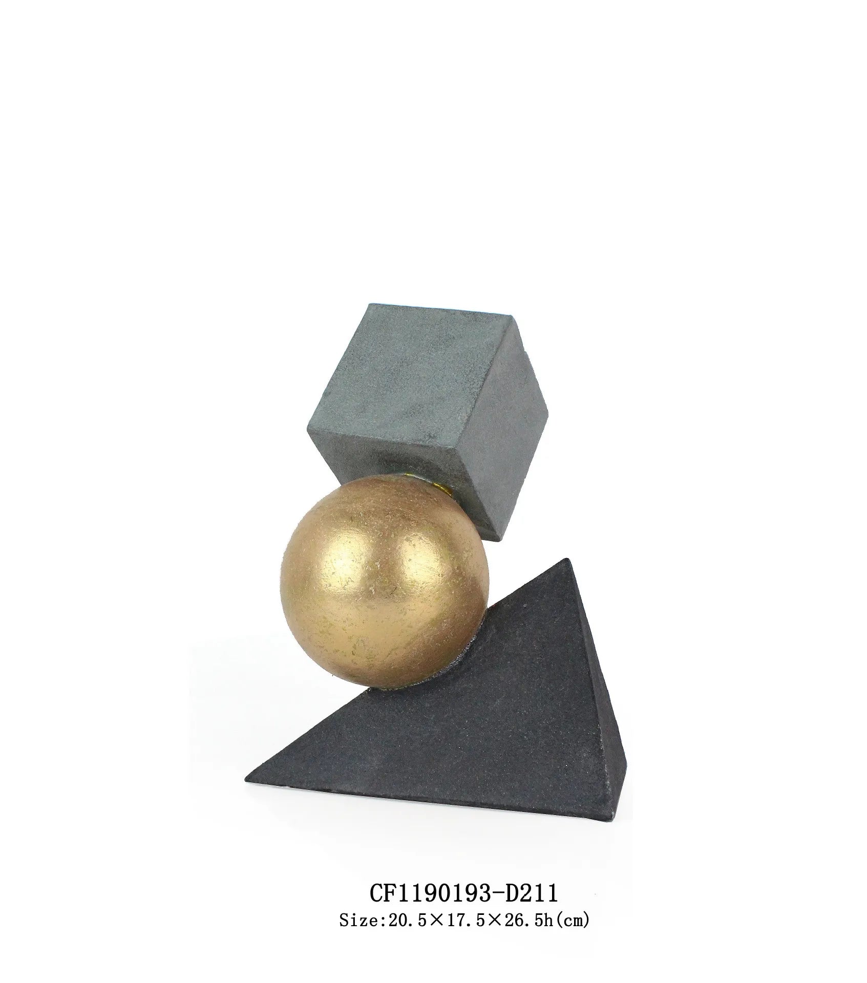 Afralia™ Geometric Gold Ball Abstract Sculpture Triangular Statues for Home Decor