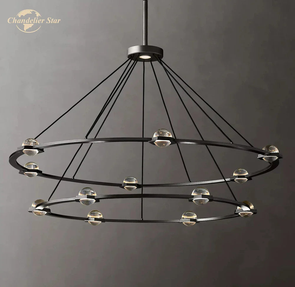 Afralia™ Éclatant Two-Tier Round Crystal Chandelier for Living & Dining Room