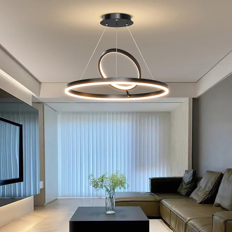 Afralia™ LED Ceiling Chandelier: Modern Nordic Rings Pendant Light Fixture for Living Room & Bedroom