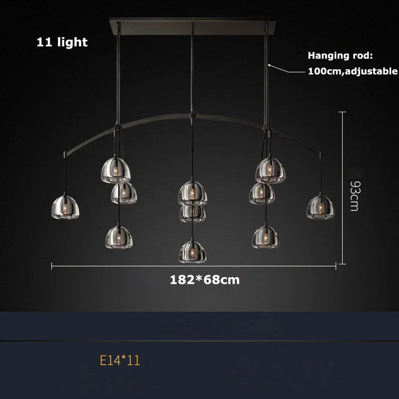 Afralia™ Black Brass American Series Crystal Copper LED Chandelier for Dinning Room