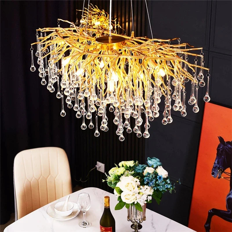 Afralia™ Crystal Water Drop Chandelier – Luxury Ceiling Light for Hotels, Restaurants, Villas