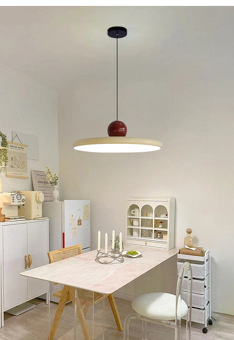 Afralia™ Colorful Metal LED Round Pendant Lights for Kitchen and Living Room