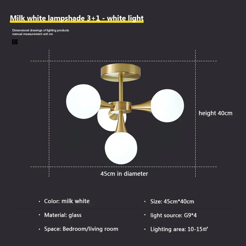 Afralia™ Nordic Glass Ball LED Chandelier for Bedroom Dining Room.