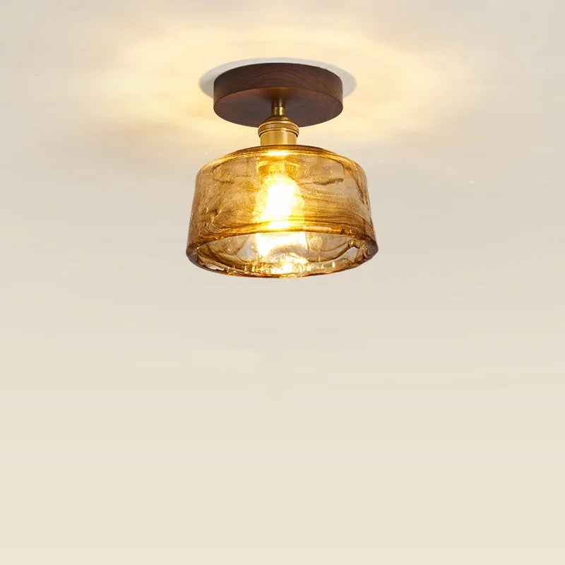 Afralia™ Copper Wood LED Ceiling Lamp Modern Indoor Lighting Fixtures
