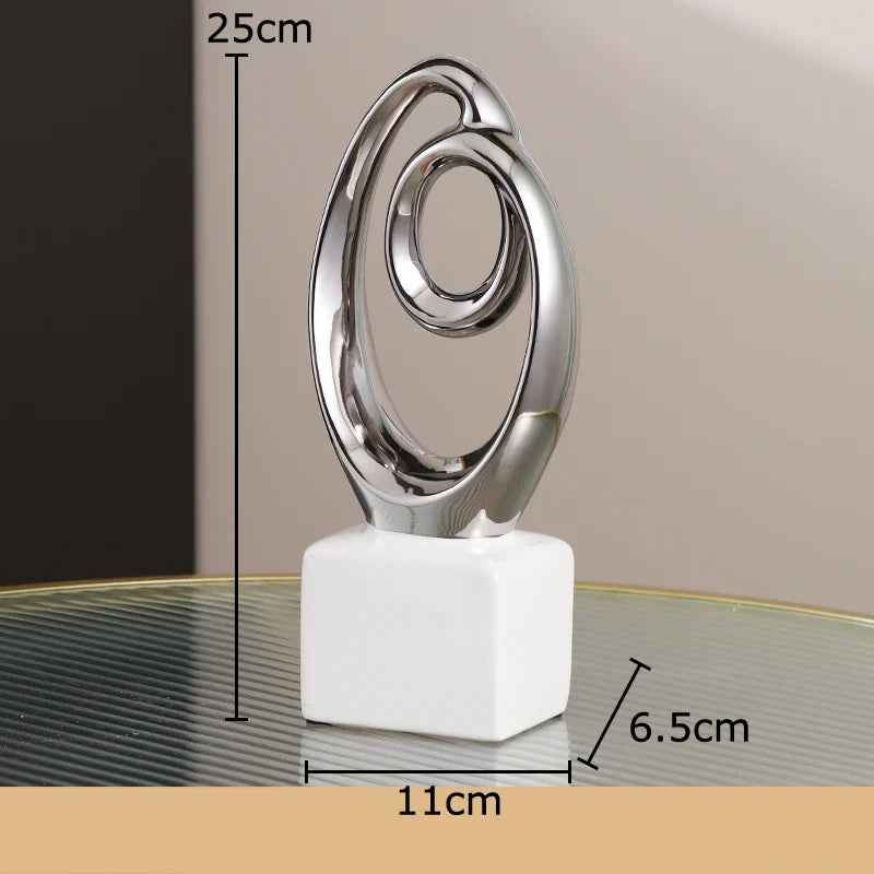 Afralia™ Gold Chain Abstract Ceramic Statue Desk Decoration Ornaments Sculpture Aesthetics