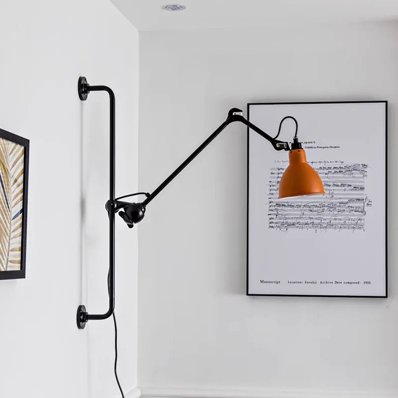 Afralia™ Gras BL Wall Lamp: Adjustable Chrome Long Arm Reading Light