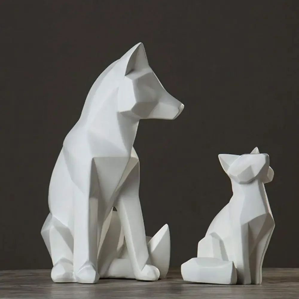 Afralia™ Geometric Fox Sculpture Modern Home Decor Abstract Ornaments Statues