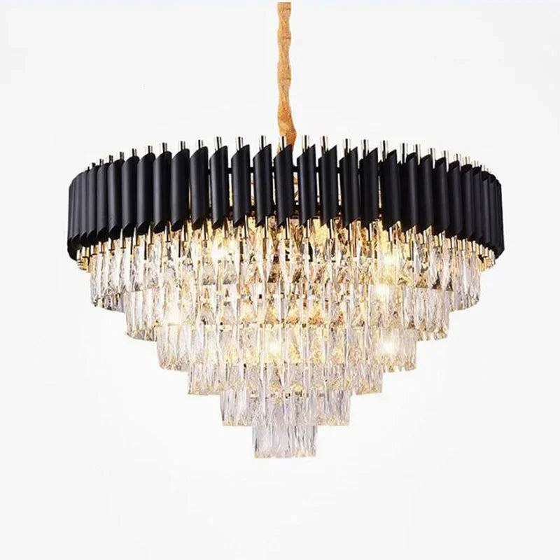 Afralia™ Golden Crystal Chandelier LED Ceiling Light for Living Room & Lobby