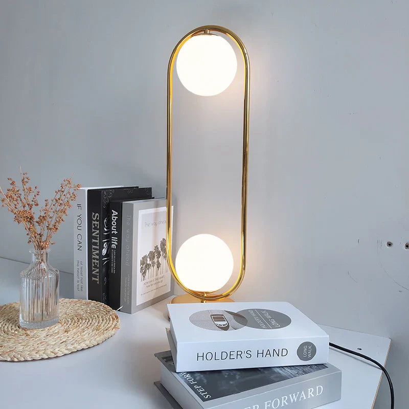 Afralia™ Golden Body Glass LED Desk Lamp - Modern Nordic Art Deco Design