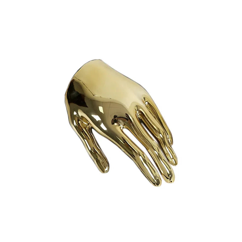 Afralia™ Abstract Golden Hands Resin Sculpture Figurine Home Decor Craft