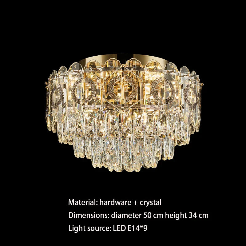 Afralia™ Crystal Ceiling Lamp: Modern Simple Golden Round Light for Living Room, Bedroom, Study