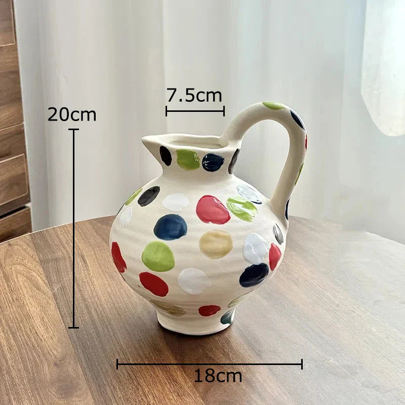 Afralia™ Colorful Dot Ceramic Vase for Desk Decoration and Floral Arrangement