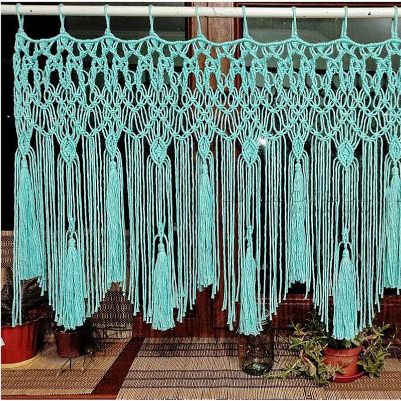 Afralia™ Handwoven Macrame Window Curtain Tapestry with Tassels