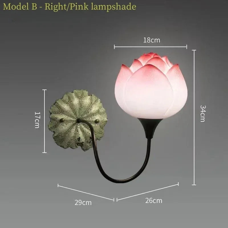 Afralia™ Nordic Lotus LED Wall Lamp: Retro Resin Sconce for Bedroom Home Decor