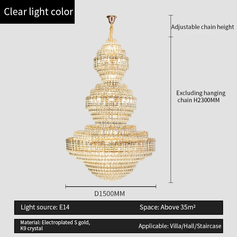 Afralia™ Crystal Duplex Chandelier for Hotel Lobby and Living Room