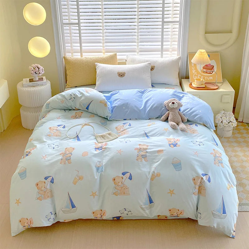 Afralia™ Nordic Plaid Cotton Duvet Cover for All Seasons - Single/Double Bed