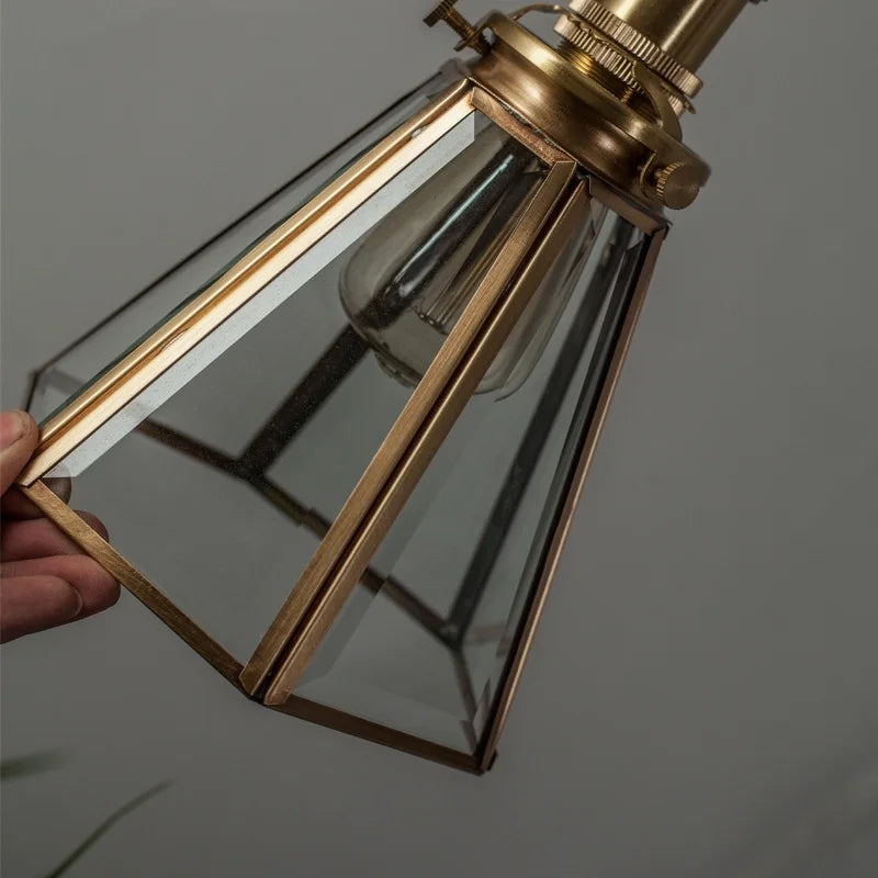 Afralia™ Glass LED Pendant Lights Japanese Brass Hanging Lamp for Kitchen Living Room