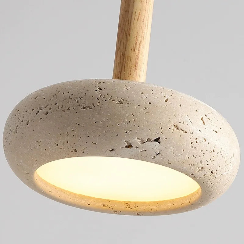 Stone Wood Chandelier Pendant Lamp by Afralia™: Modern Japanese Style for Dining Room & Bedroom