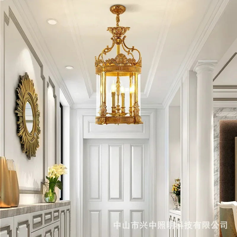 Afralia™ Luxury Copper Chandelier for European Restaurant Corridor Foyer Balcony