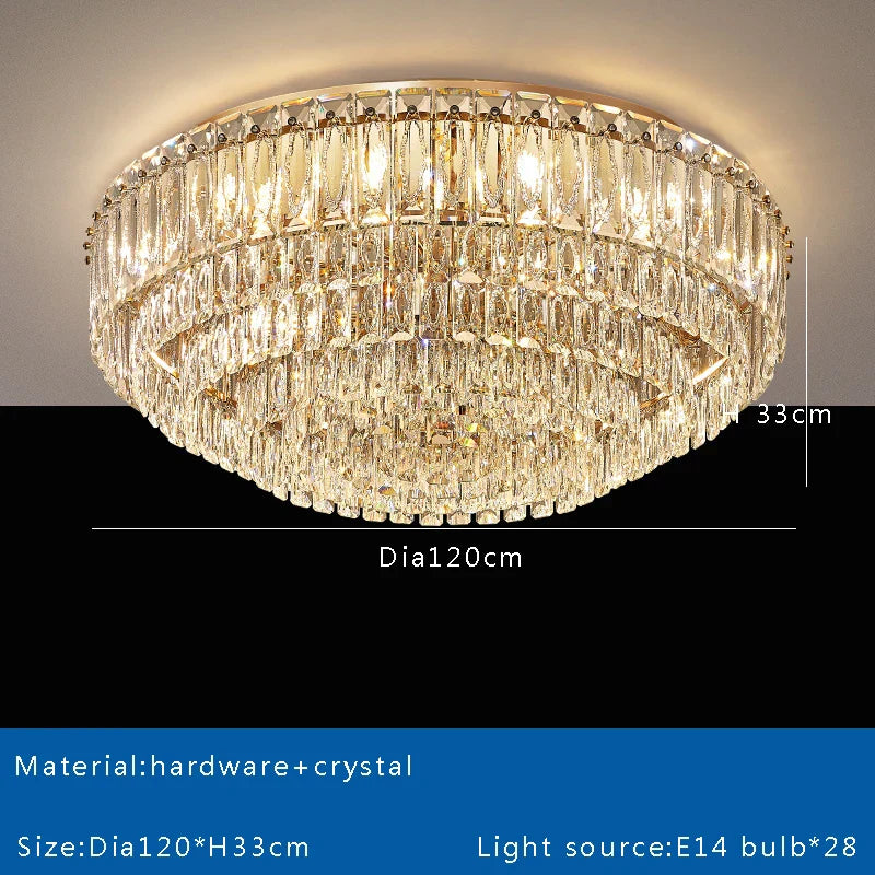 Afralia™ Crystal Round Ceiling Lamp - Nordic Luxury Home Decor Luxe Chandelier