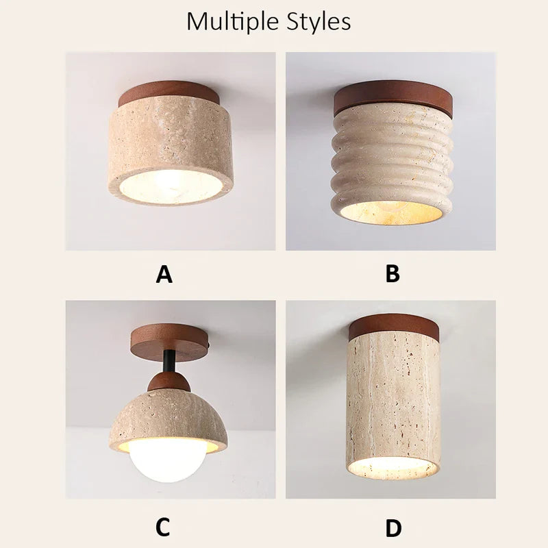 Afralia™ Yellow Marble Downlight Stone Ceiling Light for Foyer, Restaurant, Hotel & Balcony