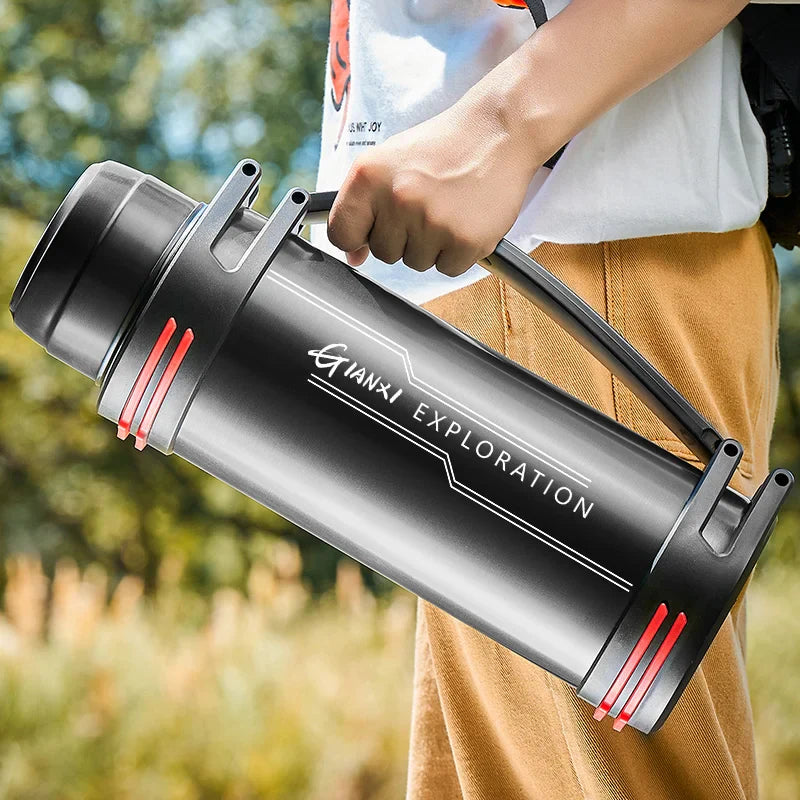 Afralia™ Stainless Steel Press-Type Water Bottle Thermos | Large Capacity, Portable, Travel Friendly