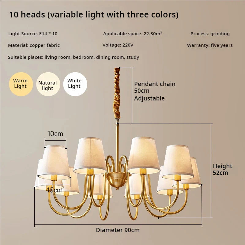 Afralia™ Copper American Chandelier: Modern Luxury for Living Room, Bedroom, and Restaurant
