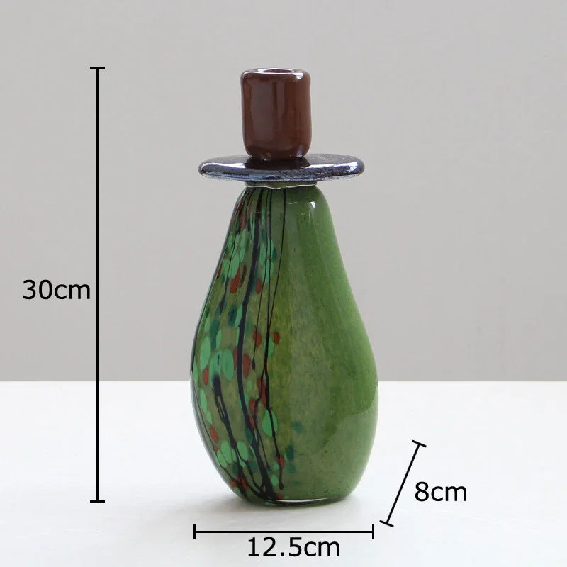 Afralia™ Glass Candle Holder: Mottled Painted Creative Ornaments & Table Decoration
