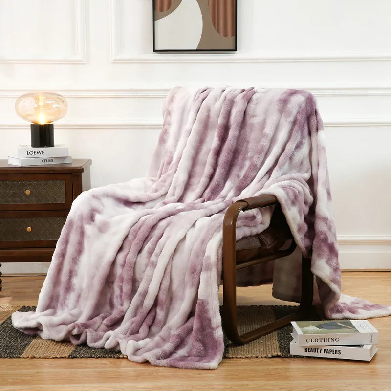 Afralia Fuzzy Faux Fur Blanket - Cozy & Soft Reversible Throw for Sofa and Bed