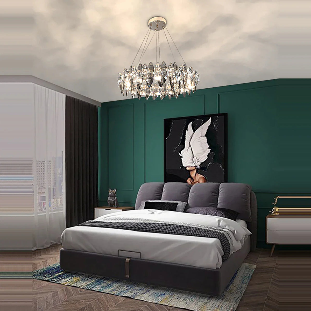 Afralia™ Crystal LED Chandelier: Modern Luxury Indoor Hanging Lamp, Living Room Decor