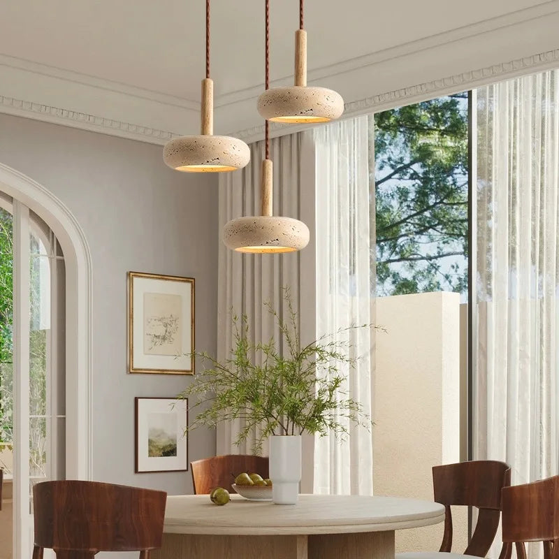 Afralia™ Stone Wood Chandelier: Modern Japanese Style for Dining Room & Bedroom