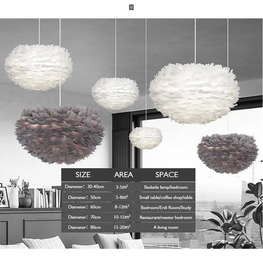 Afralia™ Feather Pendant Light Chandelier for Bedroom Living Room Dining Children's Room