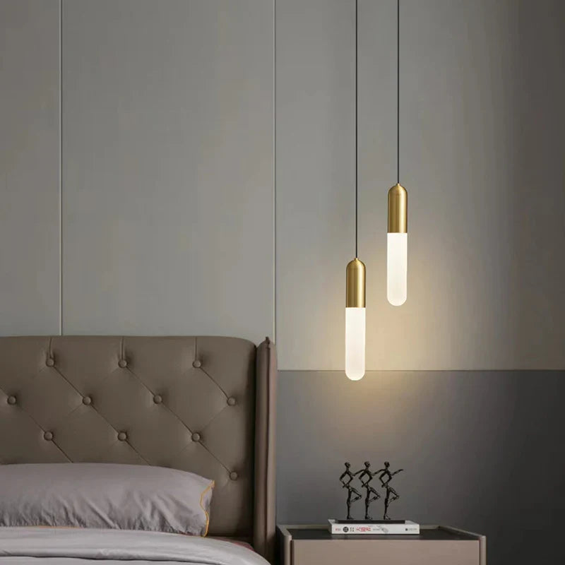 Afralia™ Gold LED Pendant Lamp for Bedroom & Kitchen Lighting - Long Cable Suspended Fixture