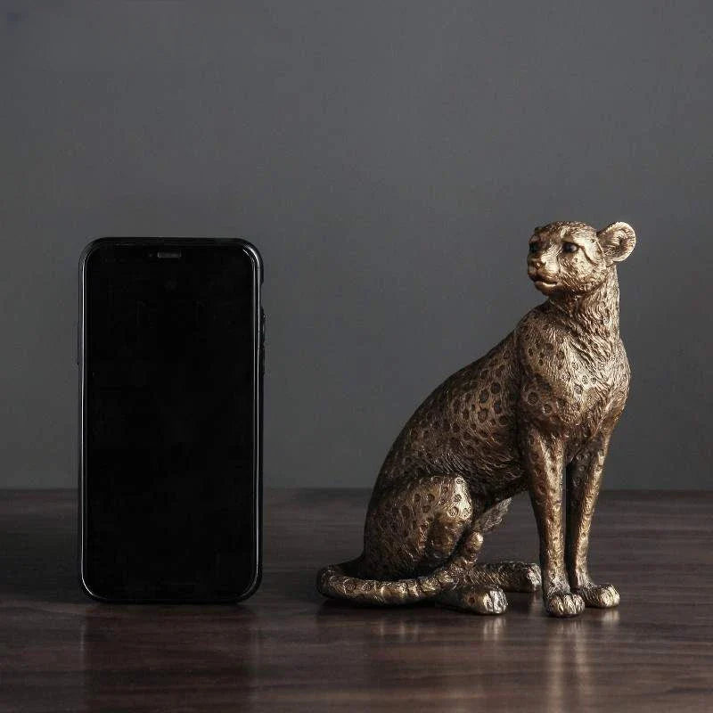 Afralia™ Vintage Panther Statue Leopard Figurine Home Office Decor Gift