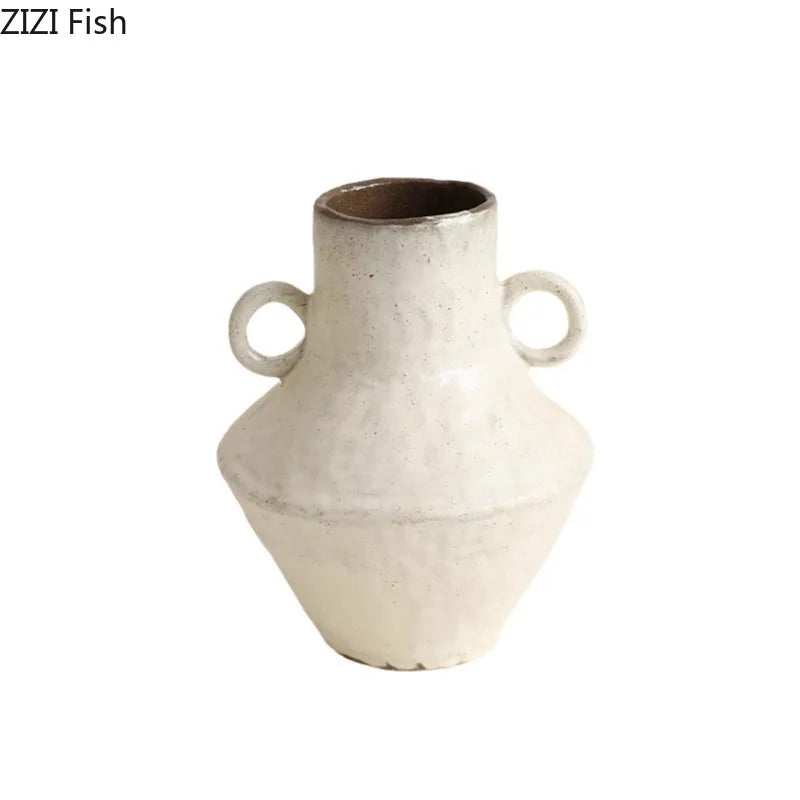 Afralia™ Ceramic Vase: Wabi-sabi Style, Retro Floral Arrangement, Room Decor