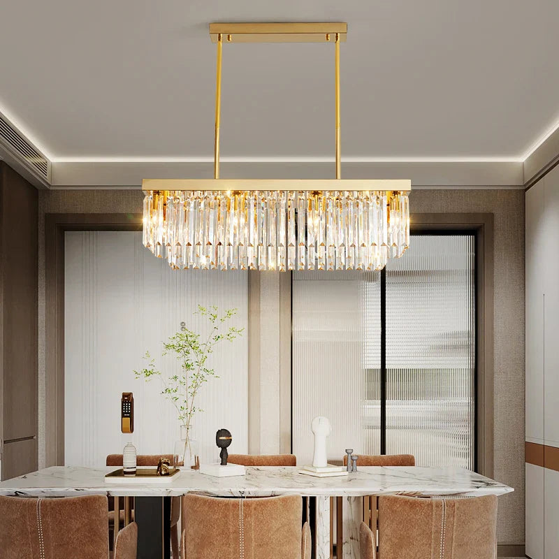 Afralia™ Crystal Chandelier: Nordic Minimalist Rectangular Restaurant Lighting