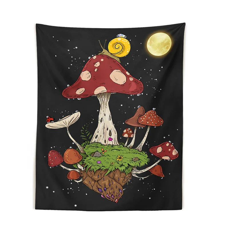 Moon Snail Tapestry Night Sky Wall Hanging by Afralia™ - Bohemian Home Decor