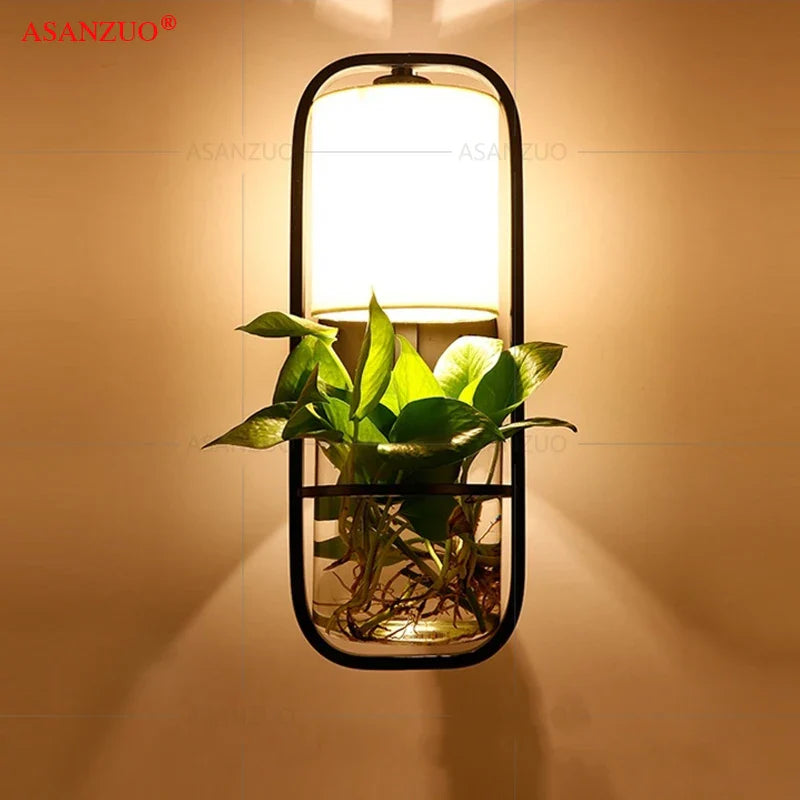 Afralia™ Modern Iron & Glass Plant Wall Lamp for Home, Restaurant, Bar, and Hotel