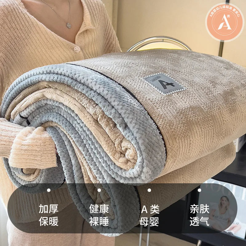 Afralia™ Light Luxury Velvet Plush Cotton Blanket