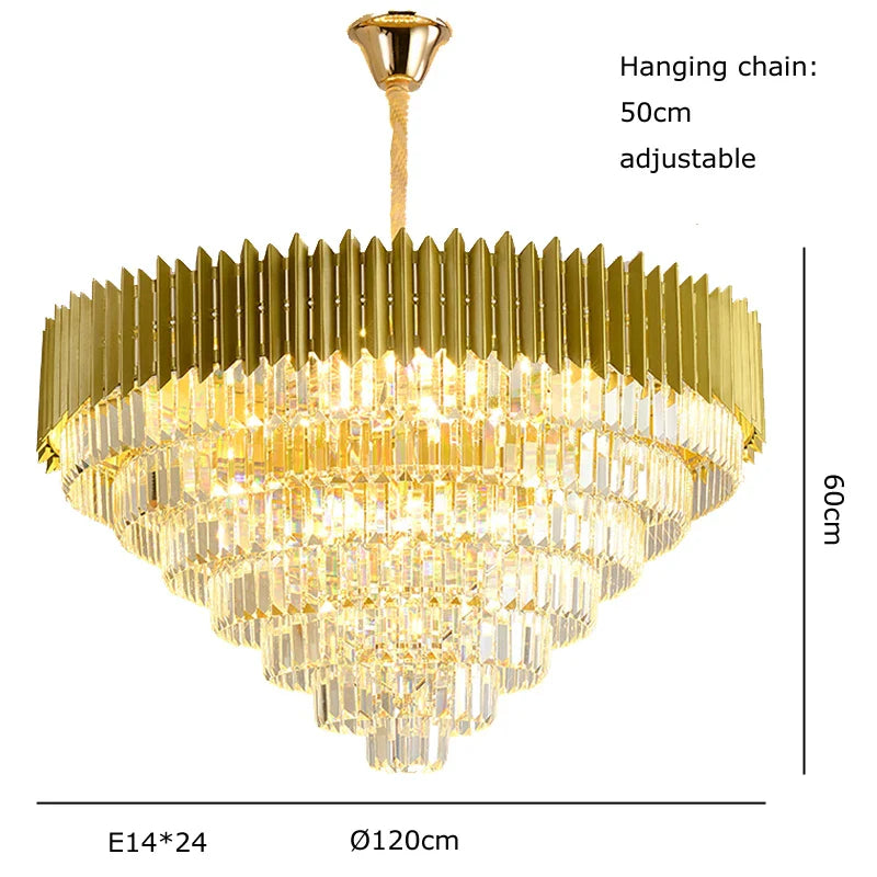 Afralia™ Modern Golden Crystal Pendant Chandelier for Luxurious Living Room Decor