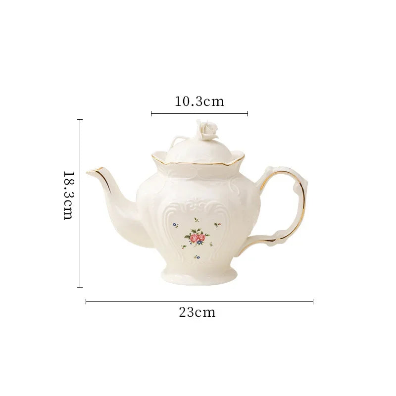 Afralia™ Ceramic Tea Set Dining Table Elegant Floral Collection