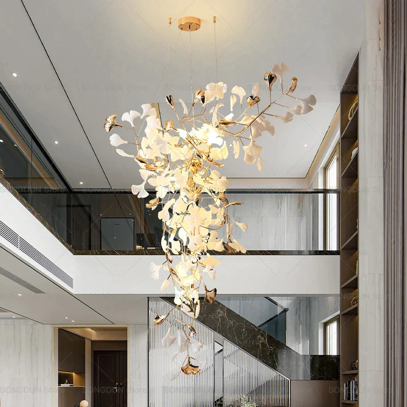 Afralia™ Gingko Leaf Ceramic Chandelier: Modern Nordic Living Room & Hotel Lobby Lighting