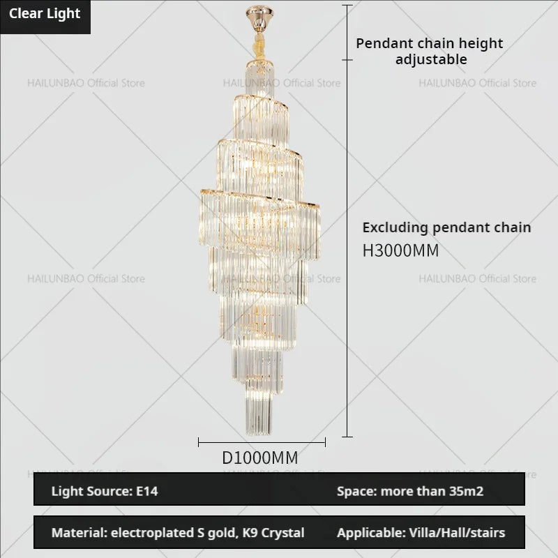 Afralia™ Crystal Chandelier for Penthouse Villa Living Room - Modern Light Luxury Design