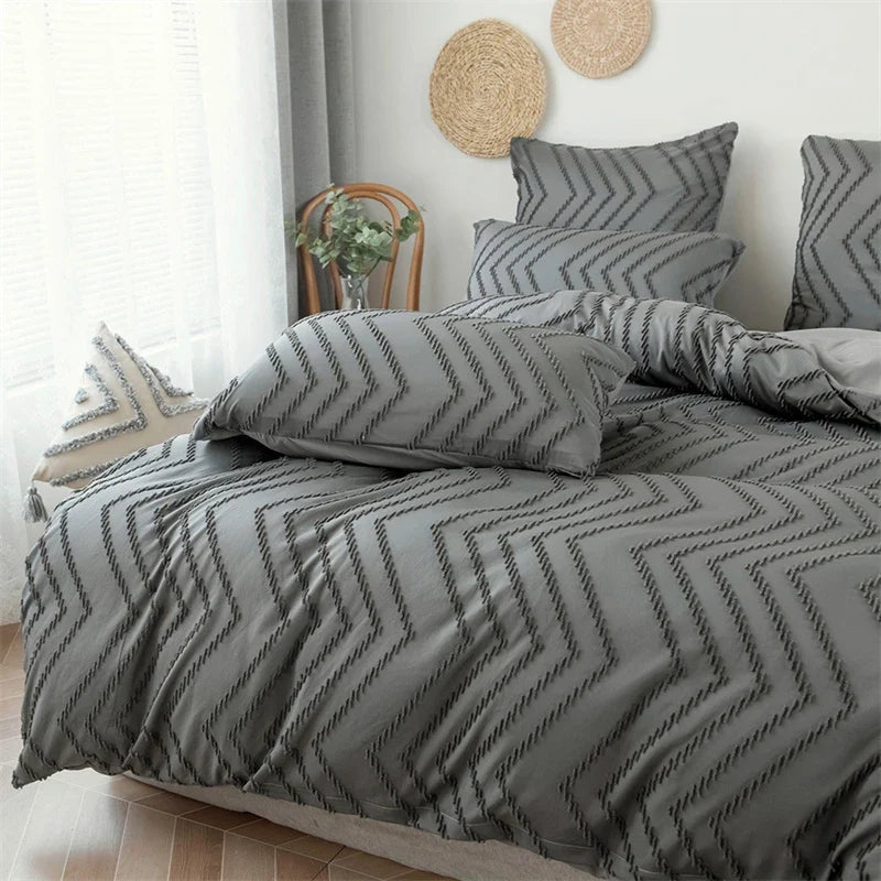 Afralia™ Soft Solid Color Double Duvet Cover Set King Queen Size Blanket & Pillowcases