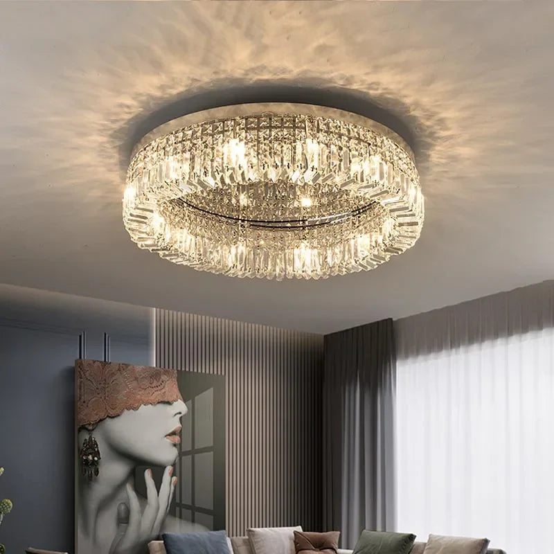 Afralia™ Crystal Gold LED Ring Ceiling Light - Modern Luxury Home Lighting